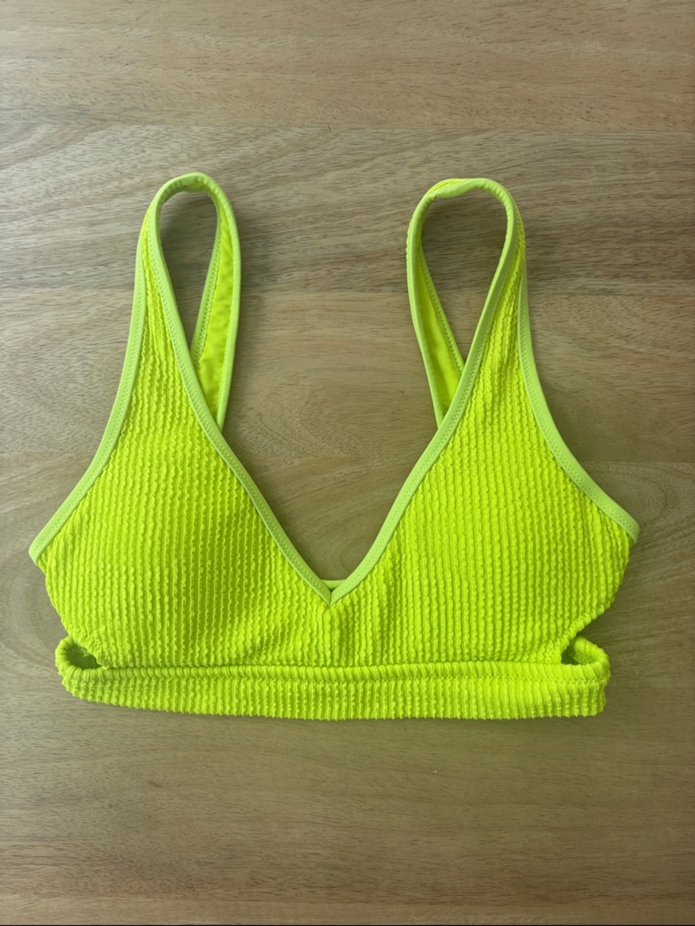 aerie Neon Yellow Textured Bikini Top
